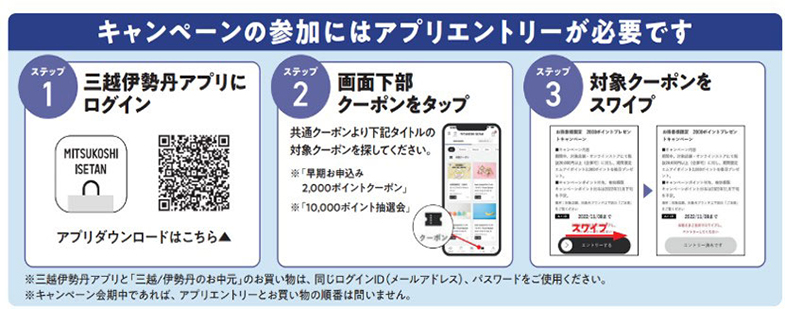 キャンペーンの参加にはアプリエントリーが必要です