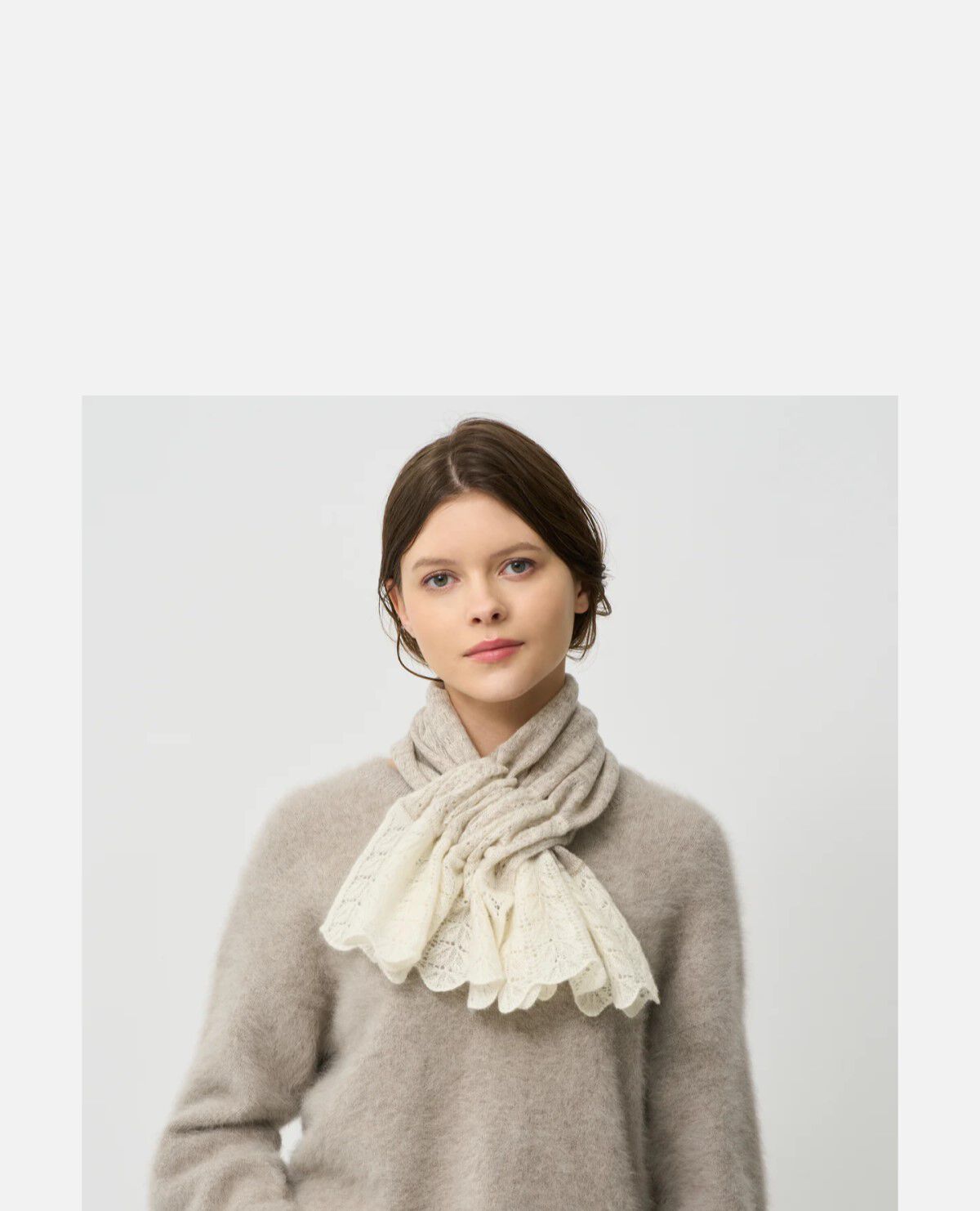 ナチュラル ベーシック カシミヤ 差し込み プチマフラー レース ナチュラル ベーシック カシミヤ 差し込み プチマフラー レース