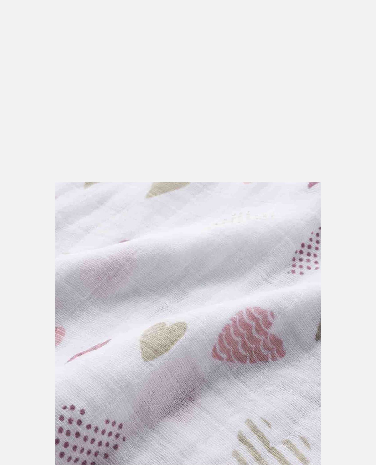 モスリン　コットン　おくるみ　２枚　ピンク　ハート