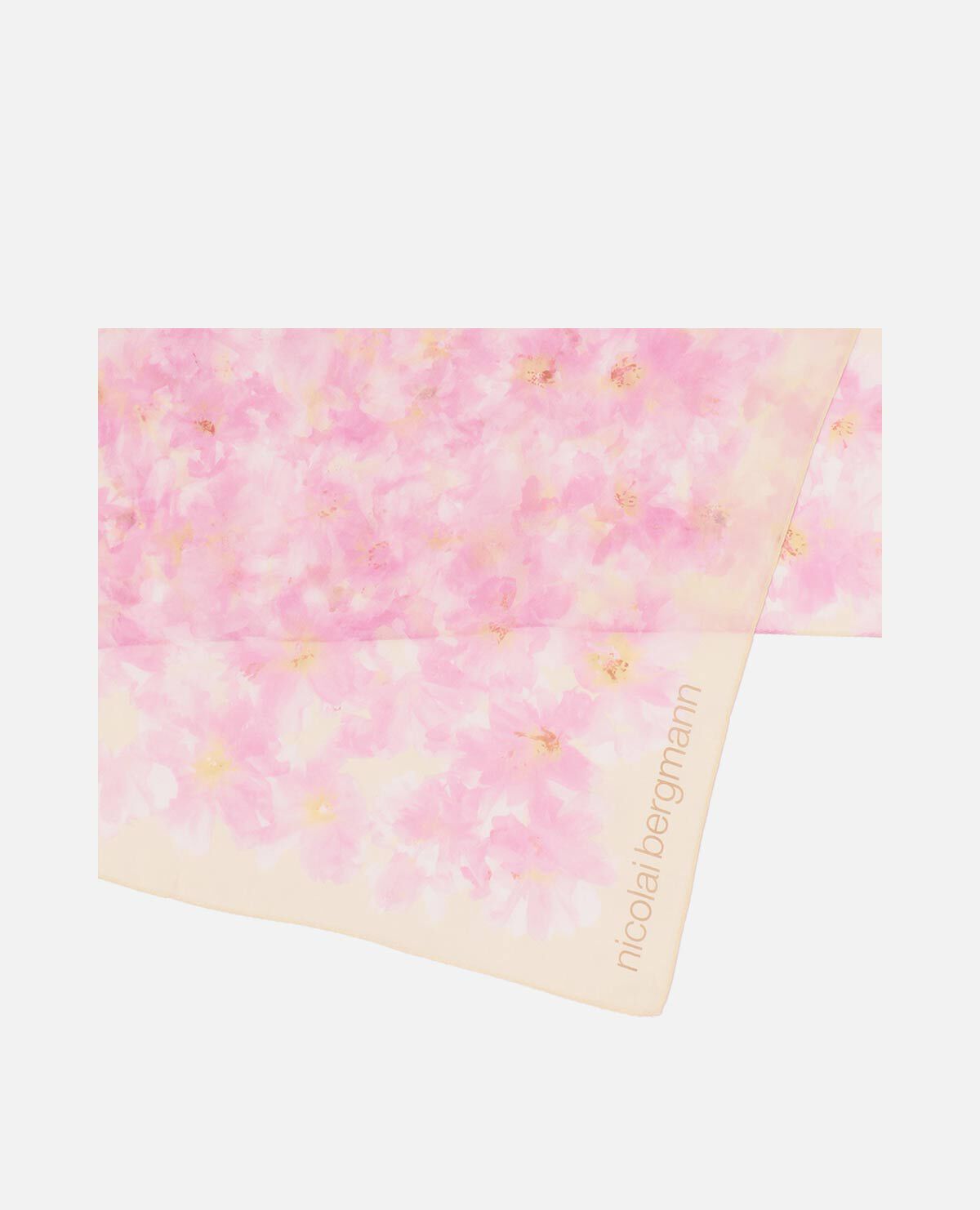 シルク　スカーフ　ハニー　クレープ　フラワー　桜　イエロー