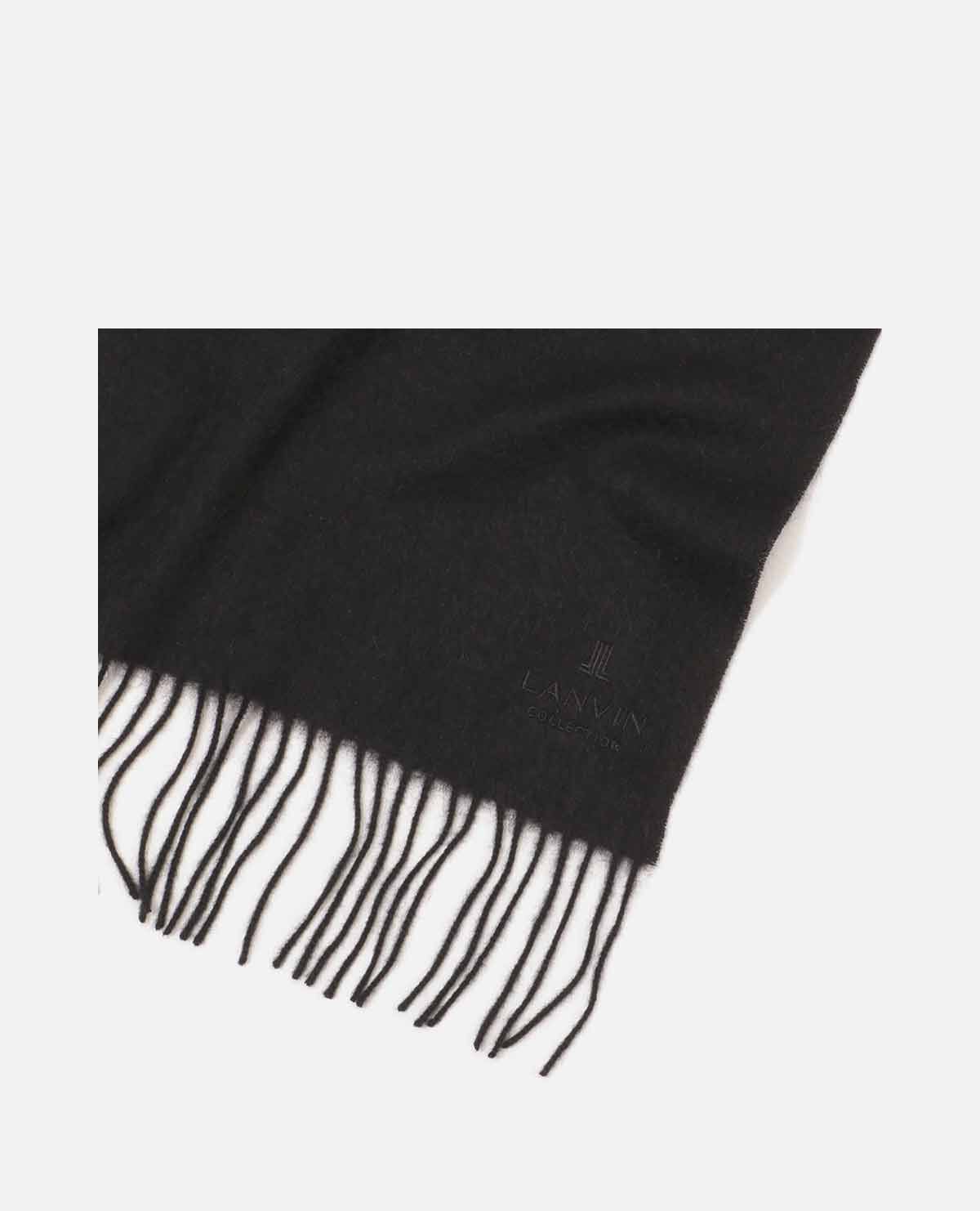 カシミヤ　無地　マフラー　刺繍　ブラック