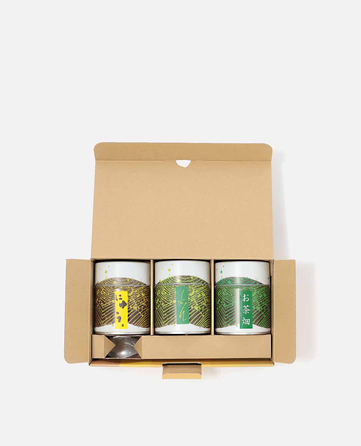 にゅう・しゃん・お茶畑 缶入りセット|うおがし銘茶 日本茶 にゅう・しゃん・お茶畑 缶入りセット|うおがし銘茶 日本茶