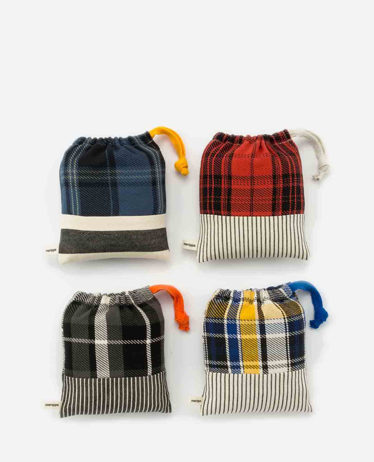 エコバッグ　青　チェック　イエロー　ショッピングバッグ