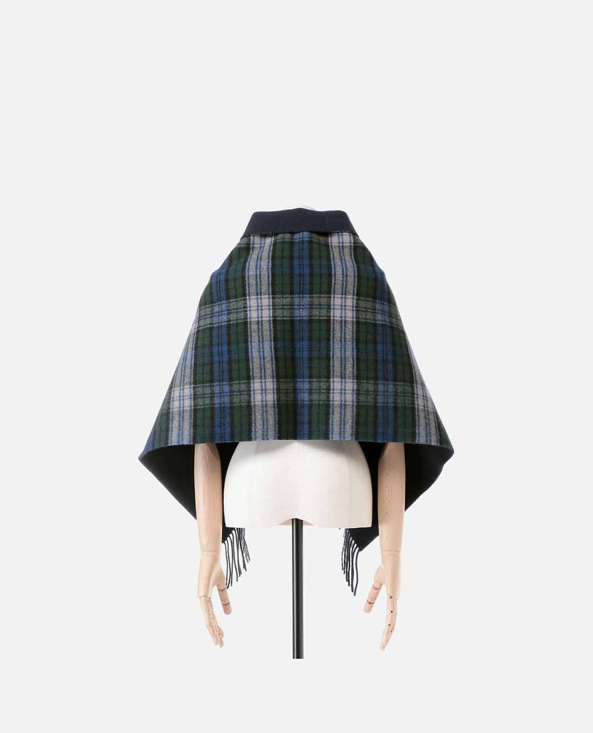 ウール　カシミヤ　リバーシブル　ストール　ケープ　ショール
