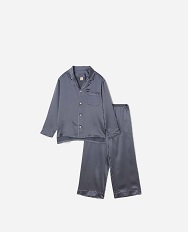シルクパジャマ(エレガントネイビー・チャコールグレー/L シルクパジャマ(エレガントネイビー・チャコールグレー/L
